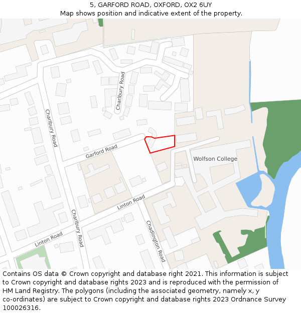 5, GARFORD ROAD, OXFORD, OX2 6UY: Location map and indicative extent of plot