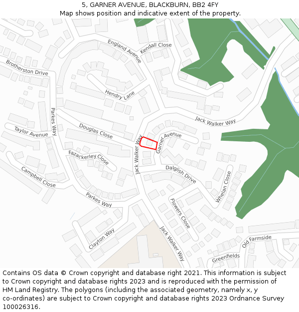 5, GARNER AVENUE, BLACKBURN, BB2 4FY: Location map and indicative extent of plot