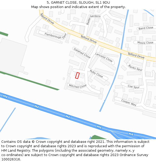 5, GARNET CLOSE, SLOUGH, SL1 9DU: Location map and indicative extent of plot