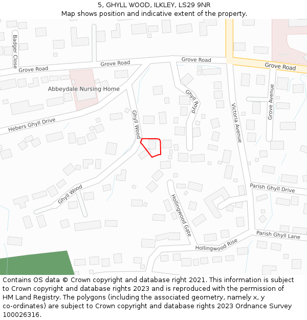 5, GHYLL WOOD, ILKLEY, LS29 9NR: Location map and indicative extent of plot