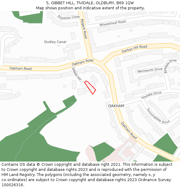 5, GIBBET HILL, TIVIDALE, OLDBURY, B69 1QW: Location map and indicative extent of plot