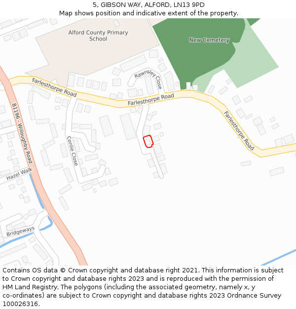 5, GIBSON WAY, ALFORD, LN13 9PD: Location map and indicative extent of plot