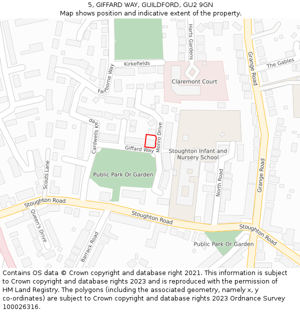 5, GIFFARD WAY, GUILDFORD, GU2 9GN: Location map and indicative extent of plot