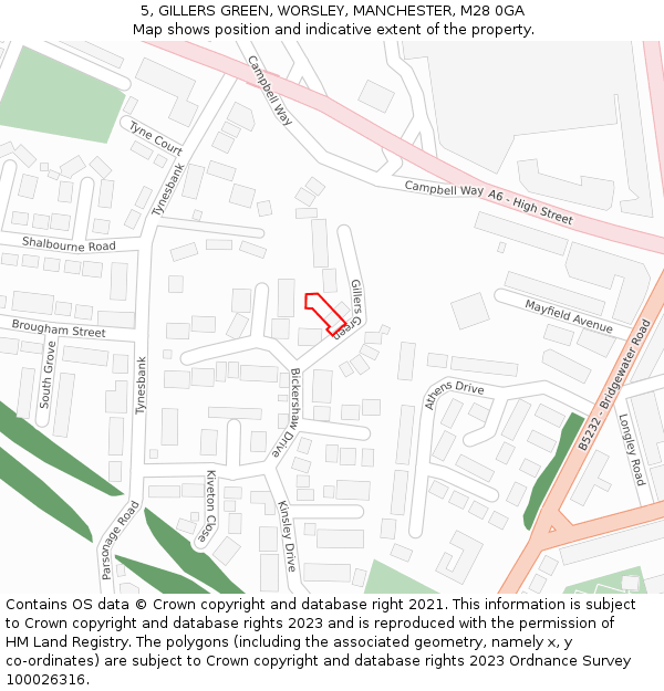 5, GILLERS GREEN, WORSLEY, MANCHESTER, M28 0GA: Location map and indicative extent of plot