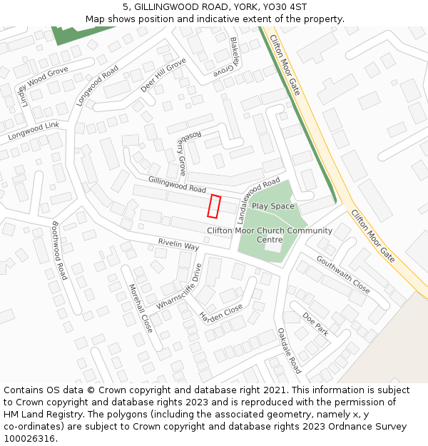 5, GILLINGWOOD ROAD, YORK, YO30 4ST: Location map and indicative extent of plot