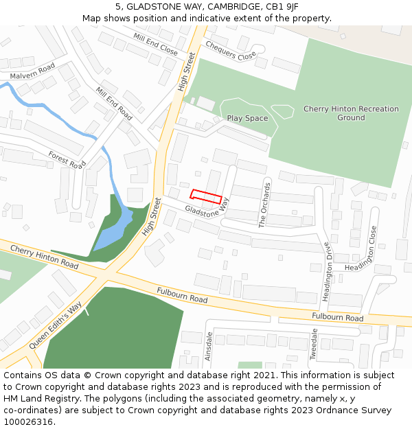 5, GLADSTONE WAY, CAMBRIDGE, CB1 9JF: Location map and indicative extent of plot