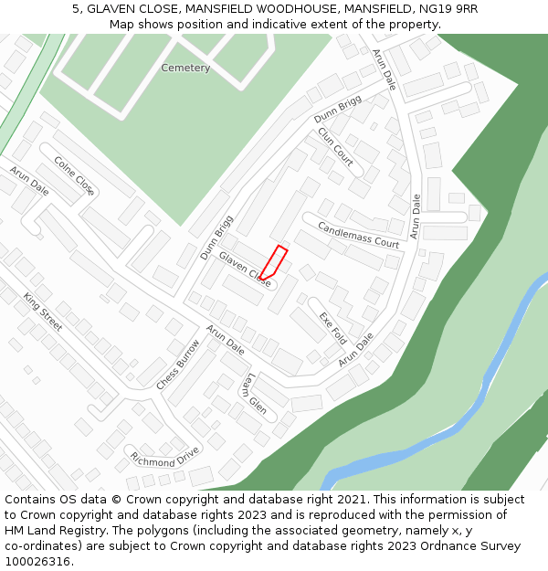 5, GLAVEN CLOSE, MANSFIELD WOODHOUSE, MANSFIELD, NG19 9RR: Location map and indicative extent of plot