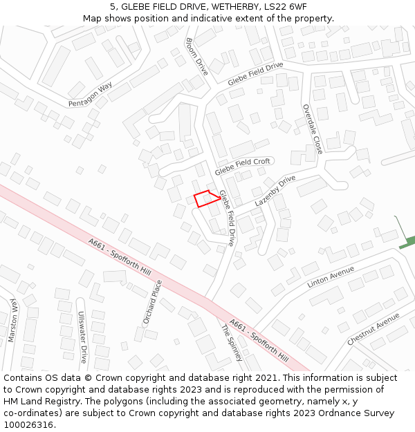 5, GLEBE FIELD DRIVE, WETHERBY, LS22 6WF: Location map and indicative extent of plot