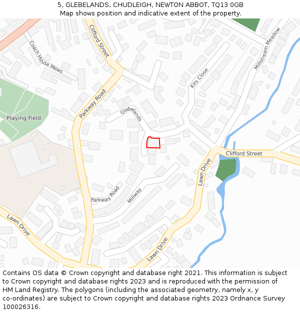 5, GLEBELANDS, CHUDLEIGH, NEWTON ABBOT, TQ13 0GB: Location map and indicative extent of plot