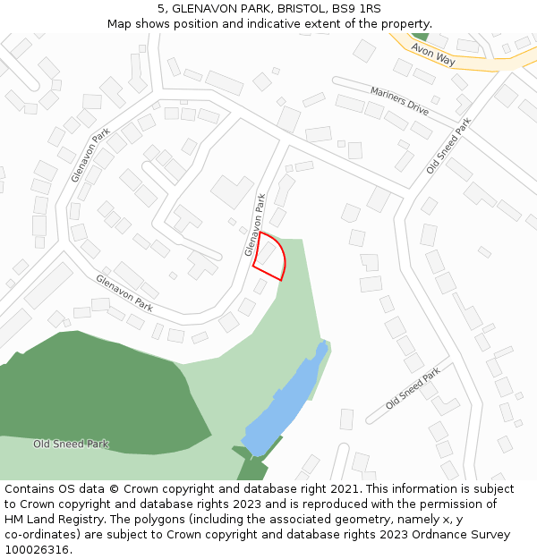 5, GLENAVON PARK, BRISTOL, BS9 1RS: Location map and indicative extent of plot