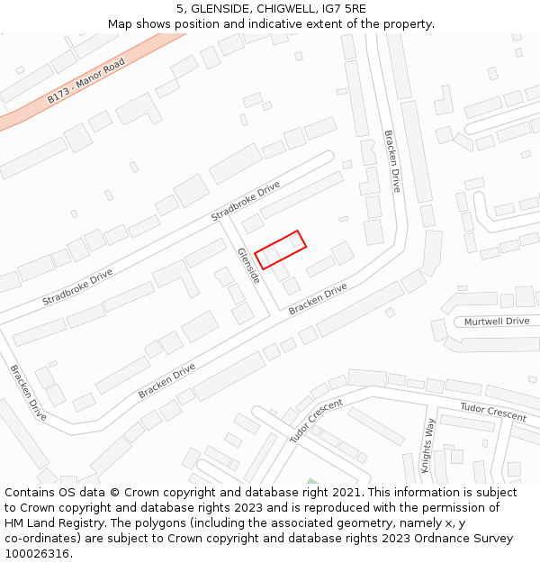 5, GLENSIDE, CHIGWELL, IG7 5RE: Location map and indicative extent of plot