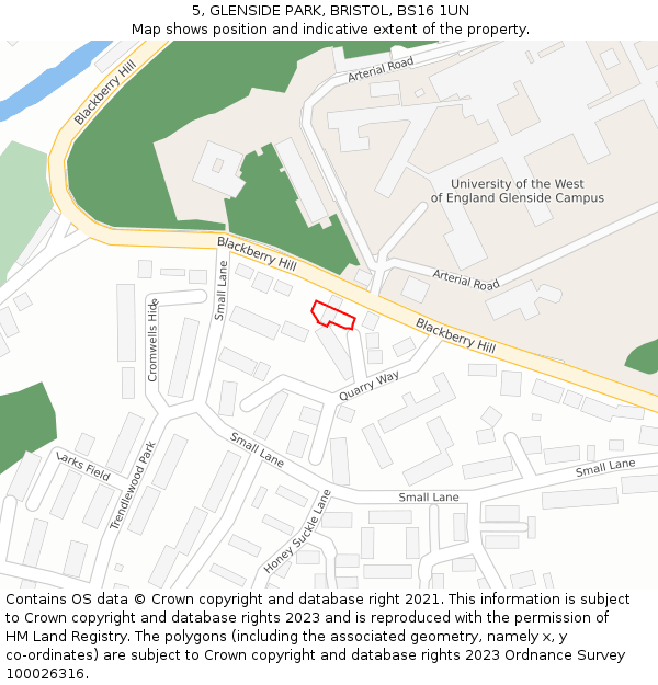 5, GLENSIDE PARK, BRISTOL, BS16 1UN: Location map and indicative extent of plot