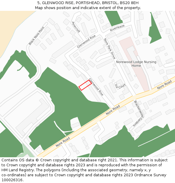 5, GLENWOOD RISE, PORTISHEAD, BRISTOL, BS20 8EH: Location map and indicative extent of plot