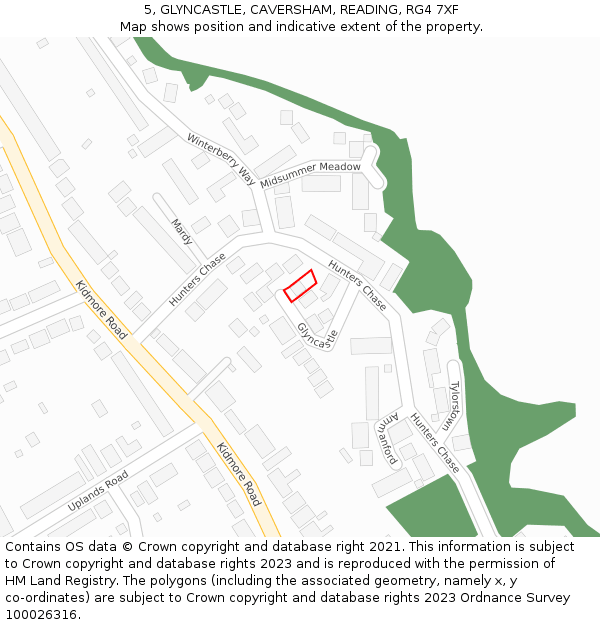 5, GLYNCASTLE, CAVERSHAM, READING, RG4 7XF: Location map and indicative extent of plot