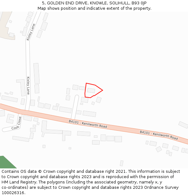 5, GOLDEN END DRIVE, KNOWLE, SOLIHULL, B93 0JP: Location map and indicative extent of plot