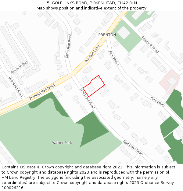 5, GOLF LINKS ROAD, BIRKENHEAD, CH42 8LN: Location map and indicative extent of plot