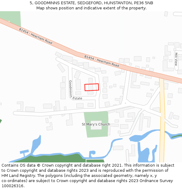 5, GOODMINNS ESTATE, SEDGEFORD, HUNSTANTON, PE36 5NB: Location map and indicative extent of plot