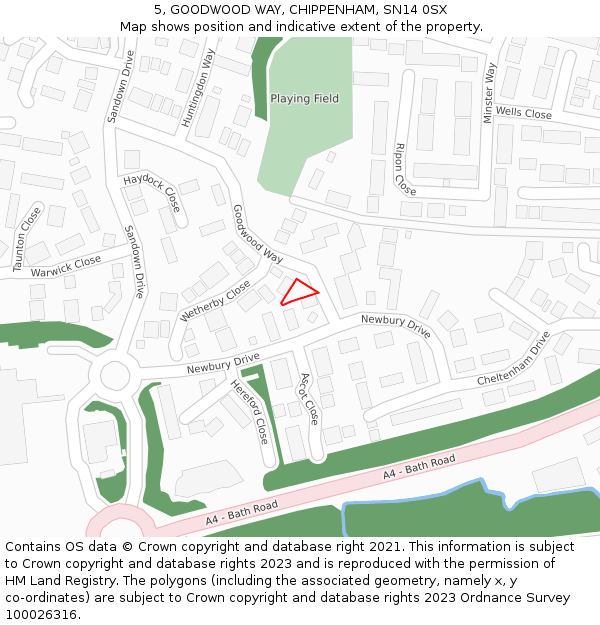 5, GOODWOOD WAY, CHIPPENHAM, SN14 0SX: Location map and indicative extent of plot
