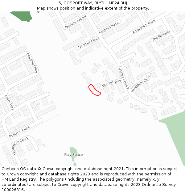 5, GOSPORT WAY, BLYTH, NE24 3HJ: Location map and indicative extent of plot