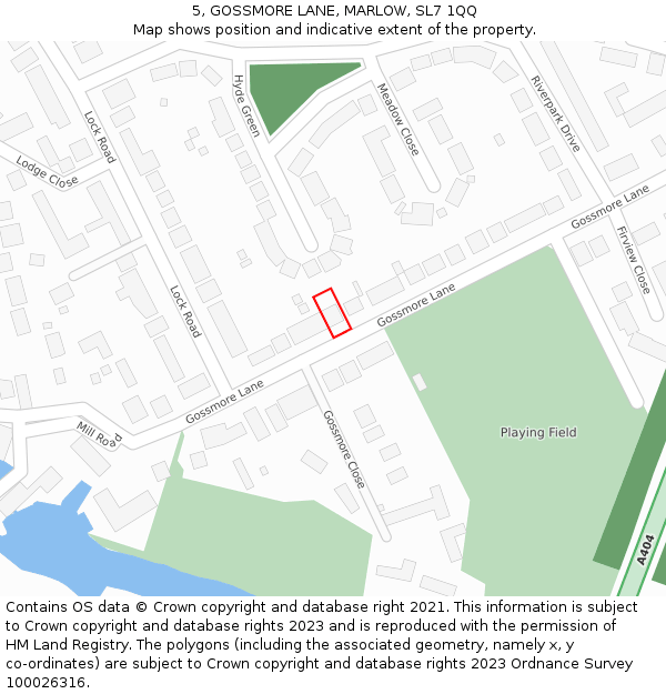 5, GOSSMORE LANE, MARLOW, SL7 1QQ: Location map and indicative extent of plot