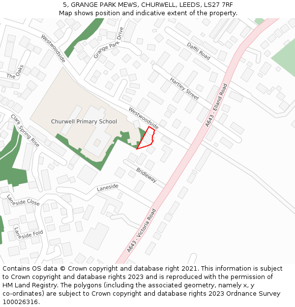 5, GRANGE PARK MEWS, CHURWELL, LEEDS, LS27 7RF: Location map and indicative extent of plot