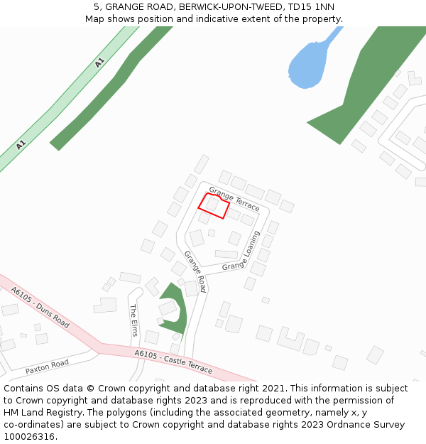 5, GRANGE ROAD, BERWICK-UPON-TWEED, TD15 1NN: Location map and indicative extent of plot