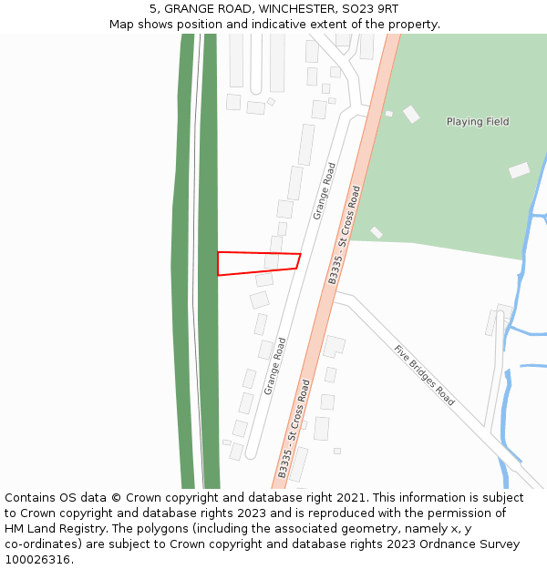 5, GRANGE ROAD, WINCHESTER, SO23 9RT: Location map and indicative extent of plot