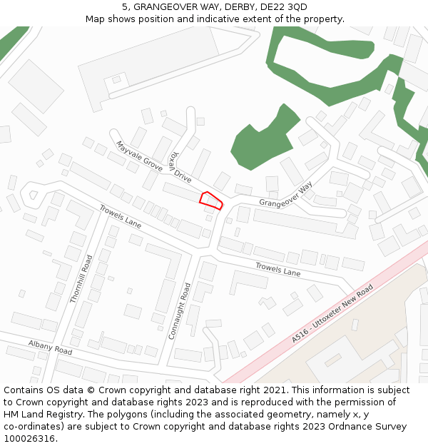 5, GRANGEOVER WAY, DERBY, DE22 3QD: Location map and indicative extent of plot