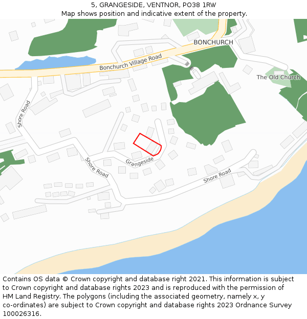 5, GRANGESIDE, VENTNOR, PO38 1RW: Location map and indicative extent of plot