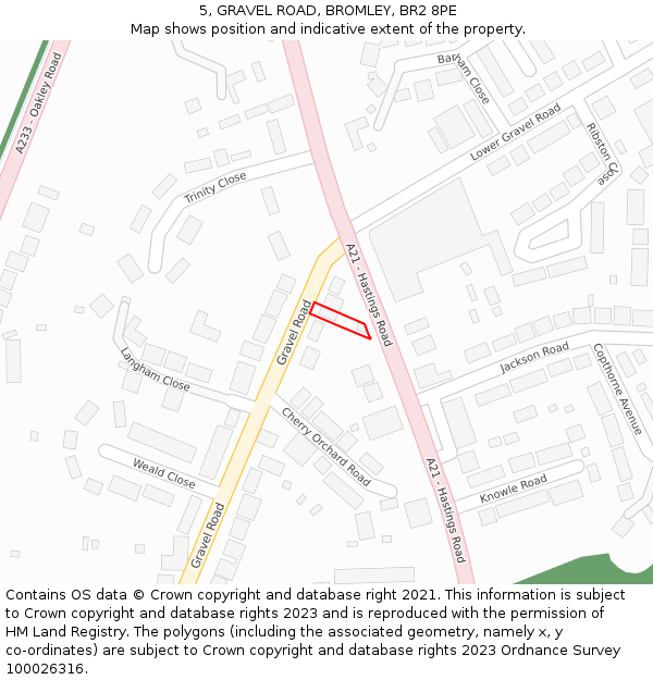 5, GRAVEL ROAD, BROMLEY, BR2 8PE: Location map and indicative extent of plot