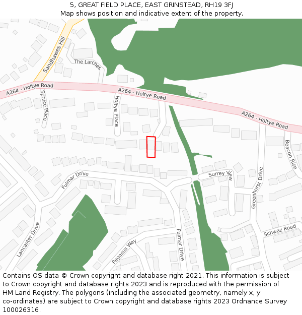 5, GREAT FIELD PLACE, EAST GRINSTEAD, RH19 3FJ: Location map and indicative extent of plot