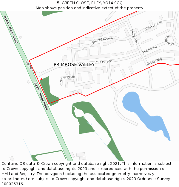 5, GREEN CLOSE, FILEY, YO14 9GQ: Location map and indicative extent of plot