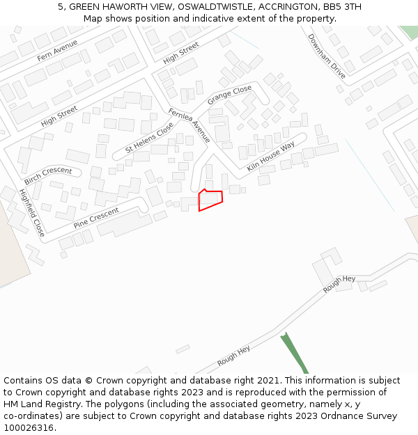 5, GREEN HAWORTH VIEW, OSWALDTWISTLE, ACCRINGTON, BB5 3TH: Location map and indicative extent of plot