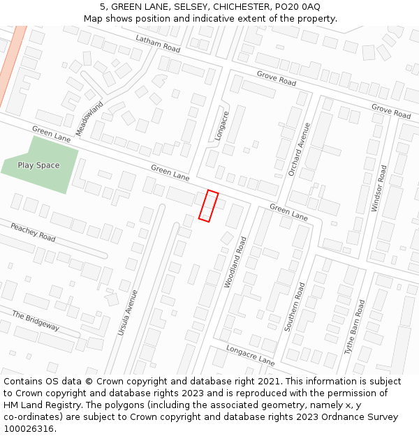 5, GREEN LANE, SELSEY, CHICHESTER, PO20 0AQ: Location map and indicative extent of plot