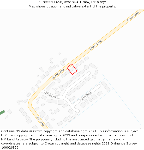 5, GREEN LANE, WOODHALL SPA, LN10 6QY: Location map and indicative extent of plot