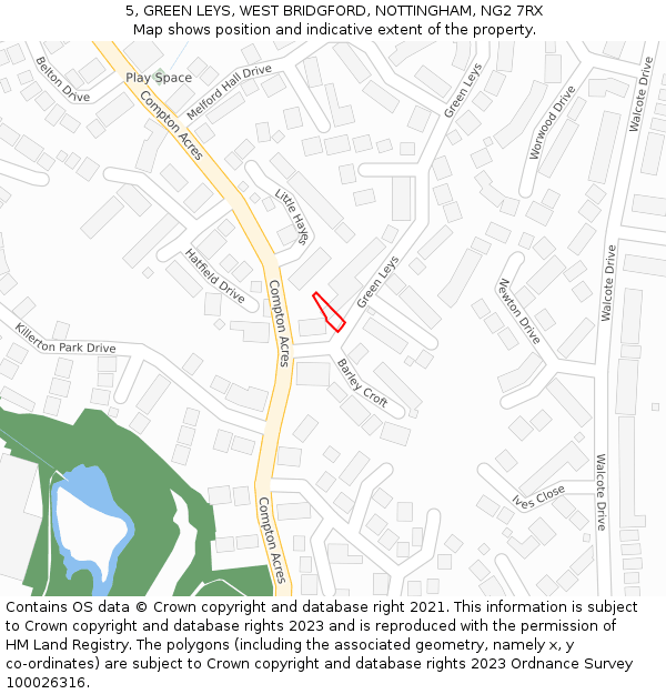 5, GREEN LEYS, WEST BRIDGFORD, NOTTINGHAM, NG2 7RX: Location map and indicative extent of plot