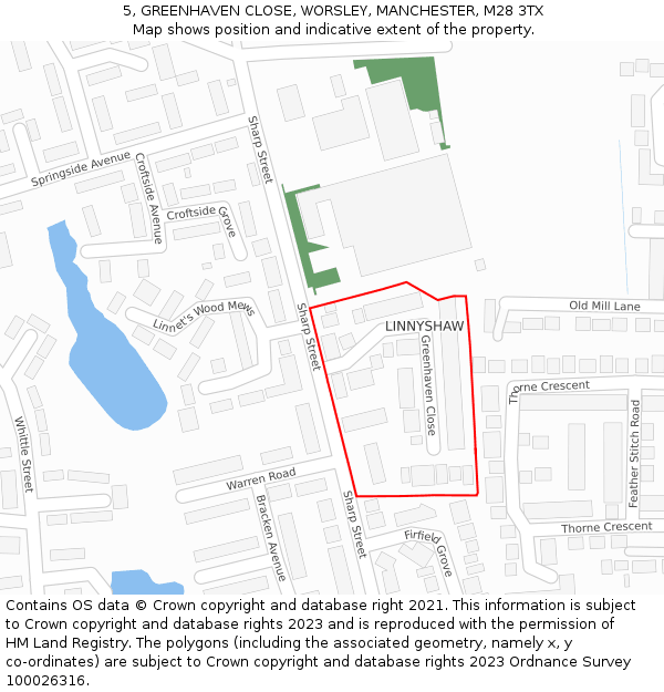 5, GREENHAVEN CLOSE, WORSLEY, MANCHESTER, M28 3TX: Location map and indicative extent of plot