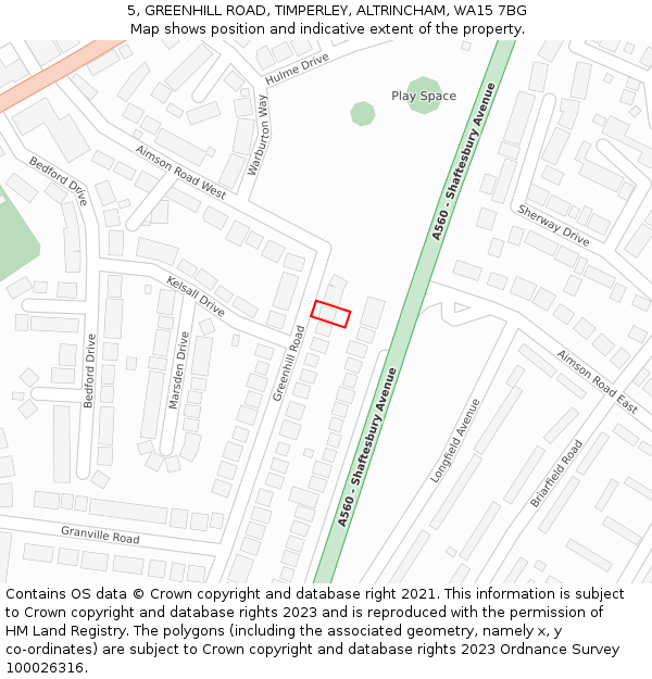 5, GREENHILL ROAD, TIMPERLEY, ALTRINCHAM, WA15 7BG: Location map and indicative extent of plot