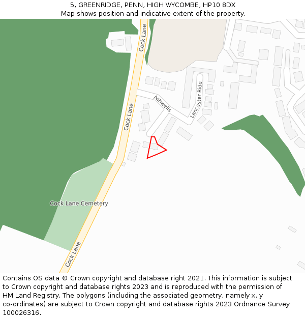 5, GREENRIDGE, PENN, HIGH WYCOMBE, HP10 8DX: Location map and indicative extent of plot