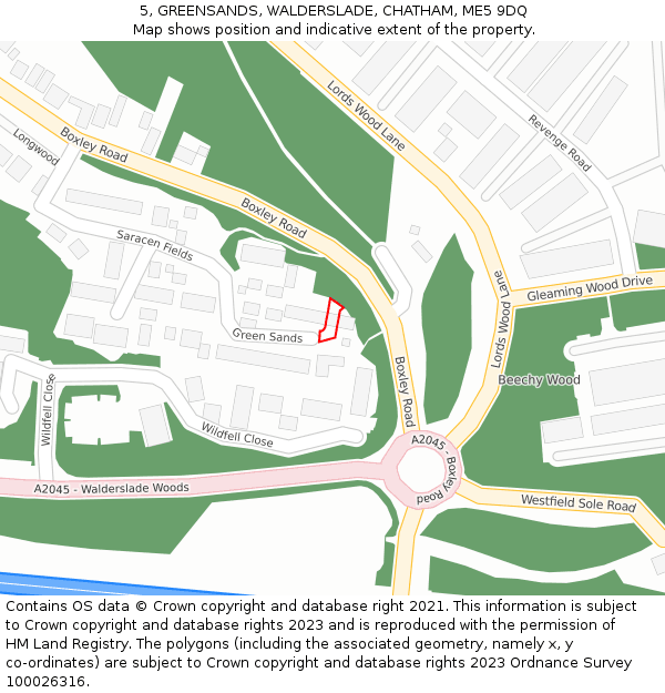 5, GREENSANDS, WALDERSLADE, CHATHAM, ME5 9DQ: Location map and indicative extent of plot