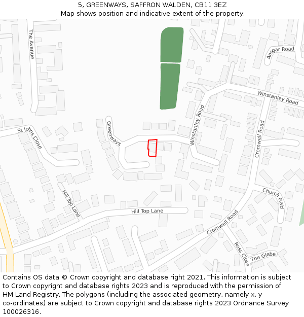5, GREENWAYS, SAFFRON WALDEN, CB11 3EZ: Location map and indicative extent of plot