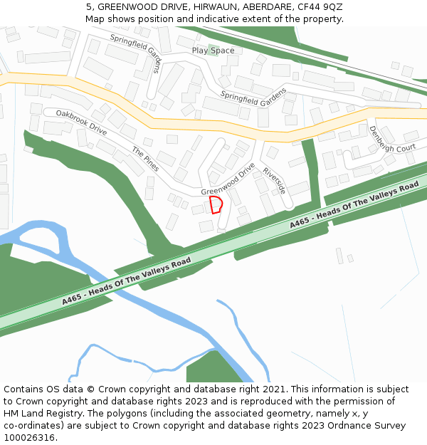 5, GREENWOOD DRIVE, HIRWAUN, ABERDARE, CF44 9QZ: Location map and indicative extent of plot