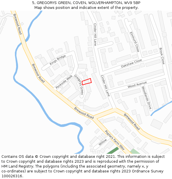 5, GREGORYS GREEN, COVEN, WOLVERHAMPTON, WV9 5BP: Location map and indicative extent of plot