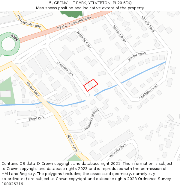 5, GRENVILLE PARK, YELVERTON, PL20 6DQ: Location map and indicative extent of plot