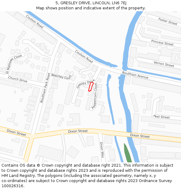 5, GRESLEY DRIVE, LINCOLN, LN6 7EJ: Location map and indicative extent of plot