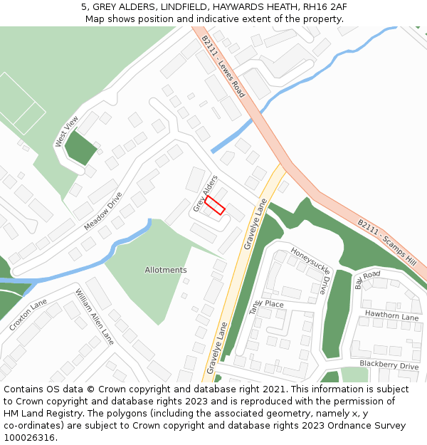 5, GREY ALDERS, LINDFIELD, HAYWARDS HEATH, RH16 2AF: Location map and indicative extent of plot