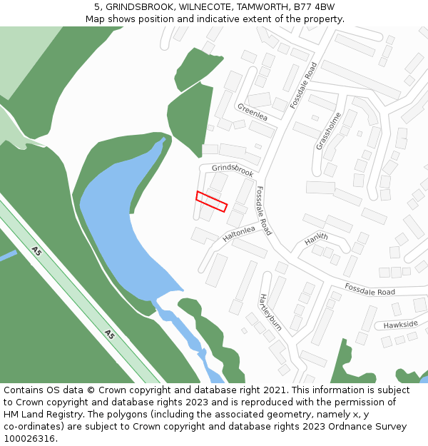 5, GRINDSBROOK, WILNECOTE, TAMWORTH, B77 4BW: Location map and indicative extent of plot