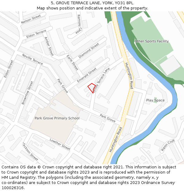 5, GROVE TERRACE LANE, YORK, YO31 8PL: Location map and indicative extent of plot