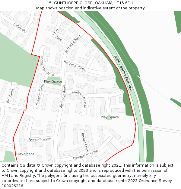 5, GUNTHORPE CLOSE, OAKHAM, LE15 6FH: Location map and indicative extent of plot