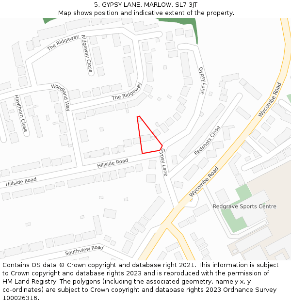 5, GYPSY LANE, MARLOW, SL7 3JT: Location map and indicative extent of plot